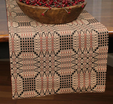 Trenton Jacquard Nutmeg Black Red Table Runner TR243025 - The Fox Decor